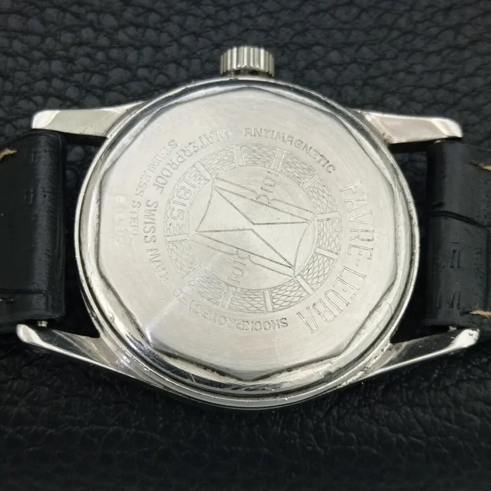 Vintage 1978 Favre Leuba Manual Mens Silver Watch W/Leather Strap